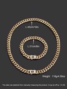 1 Necklace + 1 Bracelet Hip Hop Style Jewelry Set Chain Design Paved Shining Rhinestone Suitable For Men And Women - Double J Diamond Buckle Grinding Chain Set - View 6