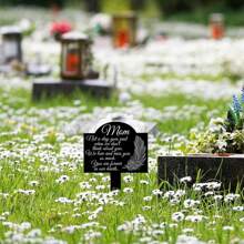 1 件紀念失去母親墳墓標記紀念牌匾樁壓克力墓碑墓地防水黑色紀念花園樁同情羽毛墳墓樁墳墓裝飾戶外庭院墳墓防水墓地裝飾（媽媽）