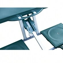 Outsunny Mesa Maleta de Camping Plegable Portátil 4 Asientos y Agujero Sombrilla Estructura Aluminio Playa Picnic 135.5x84.5x66cm (Verde) - Verde - Ver 2