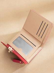 New Arrival Cranberry Red Embroidery Clutch Bag With Clover Pendant Multifunctional Compact Wallet For Women Wallet Purse Wallet Small Wallet - Burgundy - View 6