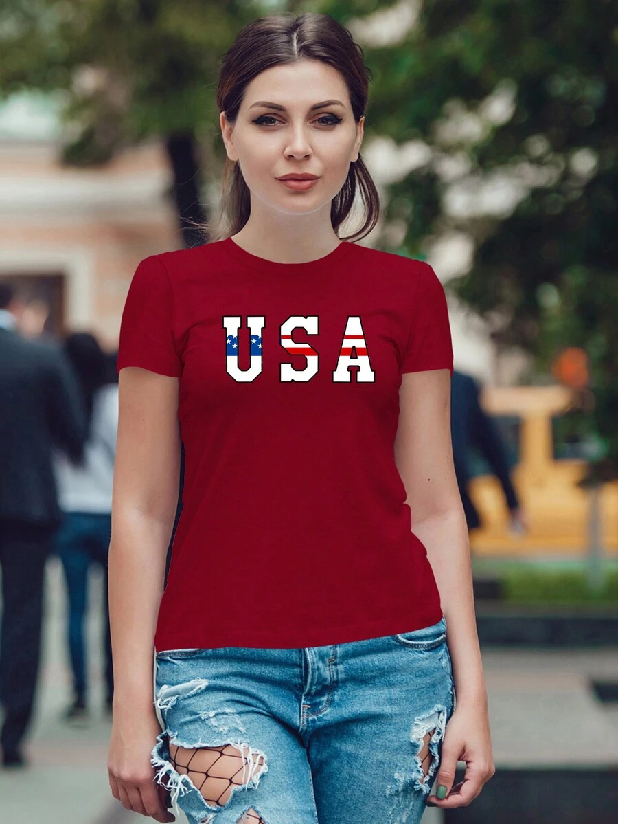 Women T-Shirts - Màu Đỏ Sâu - Xem 1