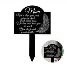 1 件紀念失去母親墳墓標記紀念牌匾樁壓克力墓碑墓地防水黑色紀念花園樁同情羽毛墳墓樁墳墓裝飾戶外庭院墳墓防水墓地裝飾（媽媽）