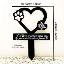 Forma de corazón, 1 pieza Regalos de condolencia por la pérdida de perros y gatos, Marcador de tumba conmemorativo de acrílico para cementerio, regalo conmemorativo por la pérdida de una mascota, decoraciones impermeables para tumbas en el cementerio, decoración para jardín y patio con diseño de huella de pata y forma de corazón