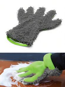 1 件五指雪尼爾熊爪洗車手套 - 汽車清潔工具,柔軟溫和,非常適合汽車保養 - 彩色 - 查看 6
