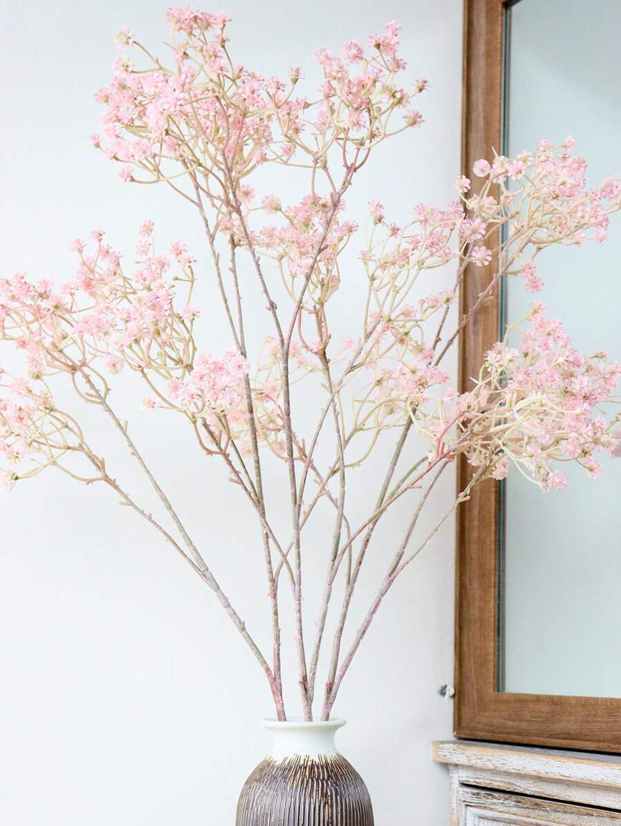 1pc 86cm Plastic Artificial Blooming Gypsophila Flower, Simple Gypsophila Suitable For Home Decor, Wedding Party, Holiday Decoration - Pink - View 1