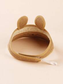 1pc Toddler Boys/Girls Embroidered Sun Hat With Smiling Bunny Ears, Age 1-3, Baby Summer Cap - Khaki - View 5