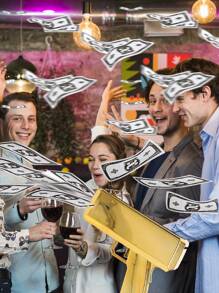 Super Money Guns Toys ,Fake Paper Playing Spray Money Gun Make It Rain Toy Gun, Handheld Cash Gun Fake Bill Dispenser Money Shooter Toy - Gold - View 2