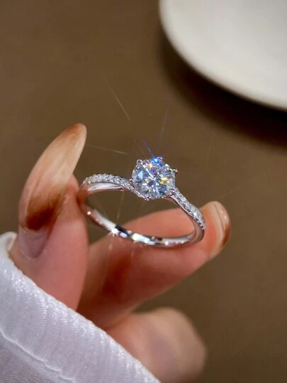 Newsoul 1件豪華真品1ct D色多彩碳化矽鑽石訂婚婚禮扭曲臂環戒指女士925純銀時尚婚禮新娘珠寶