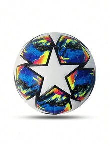 1個尺寸5 Pu機縫足球,黃色和藍色,適用於成人和青年訓練和室內外活動