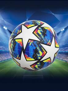 1個尺寸5 Pu機縫足球,黃色和藍色,適用於成人和青年訓練和室內外活動