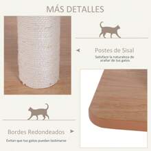 PawHut Árbol Rascador para Gatos de Madera 71,5x49,5x120 cm Torre de Gato con Cueva Plataformas Postes Rascadores de Sisal Cojines de Felpa Suave y Bolas Colgantes - Beis - Ver 2