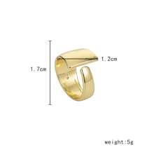 1入線條開口簡單幾何金色戒指
