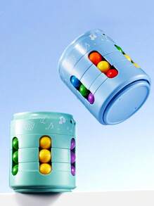 1pc Random Color Transformable Cube Fidget Toy Can & Bean Shaped Spinner Bead Stress Relief Toy For Toddler Boys And Girls - Blue - View 2