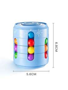 1pc Random Color Transformable Cube Fidget Toy Can & Bean Shaped Spinner Bead Stress Relief Toy For Toddler Boys And Girls - Blue - View 10