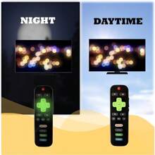 2 Pack Of Roku TV Glow-In-The-Dark TV Remote Controls With 4 Shortcut Buttons To Your Favorite Apps - Black - View 2