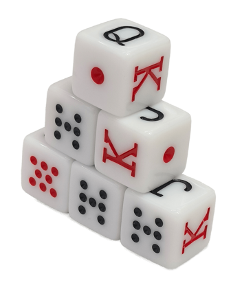 6 件 16 毫米 6 面西班牙扑克骰子 JQK，适合家庭聚会、娱乐、派对、恶作剧、情人节创意礼物、新年游戏、婚礼游戏、生日礼物、酒吧游戏、成人派对游戏，适合万圣节/圣诞节/感恩节