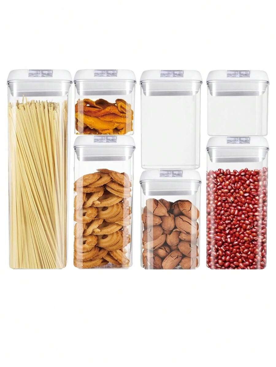 MAXIIZAZAGA-Container Set-Storage For Cooking/7 Pieces/Stackable And Aesthetic/Transparent