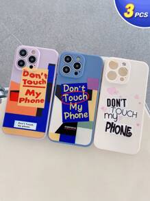3 件套不同圖案和字母印花霧面手機殼,精確孔和直邊,灰色、藍色、紫色,相容於 Iphone - 彩色 - 查看 2