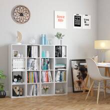 Furchen Estantería Vertical con 4 Cubos, Estantería de Madera, para Salón, Oficina, Dormitorio 30 x 30 x 107 cm