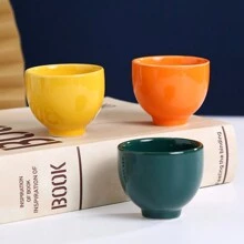 6pcs Rainbow Colored Cup Set, Saudi Arabia Espresso Cup, Moon Cup, Ceramic Tea Set, Gold Rimmed Tea Cup, Gift Box, 100ml Capacity Mini Cup - 6 Cups Of Color - View 4