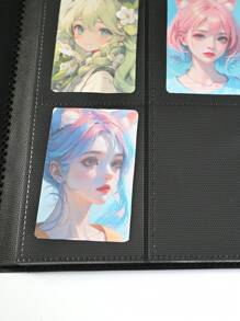 1pc 9-Grid Photo Album Card Holder, Large Capacity 360 Card Slots, Suitable For Mini Photos, Game Cards, Celebrity Cards Collection,School Supplies,Back To School - Black - View 6