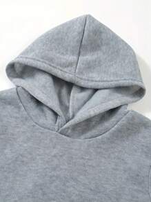 Bộ 2 chiếc Tween Boy Áo hoodie và quần dài in họa tiết lông cừu, mùa thu/Xuân/Đông - Xám - Xem 4