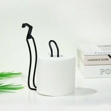 浴室廁紙架,水箱紙巾盒,鐵藝卷紙架,免鑽安裝,多功能紙巾架 - 黑色 - 查看 4
