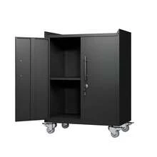 2 Door Tool Cabinets For Garage, Lockable Garage Storage Cabinet, Locking Metal Storage Cabinet With Wheels, Rolling Tool Chest, Assembly Required H34*W30.3*D18 - màu đen - Xem 2