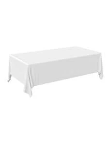 1pc Plastic Disposable Table Cover, Minimalist Solid Color White Disposable Tablecloth For Party,Christmas - White - View 1