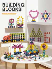 一組200塊帶桿雪花積木,diy健腦益智玩具,適合3-6歲兒童 - 彩色 - 查看 2