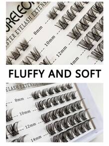 Hinarin DIY Eyelash Extenisons Kit D Curl Cluster Lashes 60Pcs Wispy Lashes Individual Cluster Kit 8-16MM Individual Eyelashes DIY At Home Lash Extensions Kit - Black - View 4