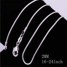 1pc European And American Style 2mm Silver Snake Chain Necklace - Silver - View 3