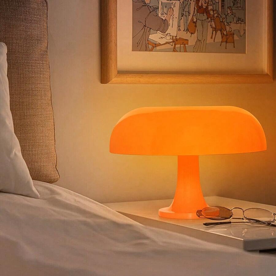 LED Mushroom Decorative Table Lamp For Bedroom Bedside Living Room Decoration Lighting Desk Lights Bedside Lamp - Orange - View 1