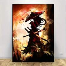 1張日式復古武士海報,列印圖片室內油畫,客廳牆藝術居家裝飾,無框 - 彩色 - 查看 1