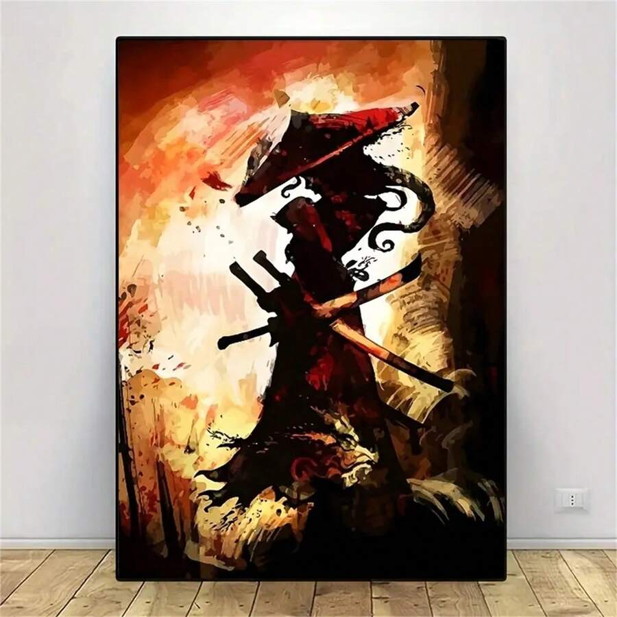 1張日式復古武士海報,列印圖片室內油畫,客廳牆藝術居家裝飾,無框 - 彩色 - 查看 1