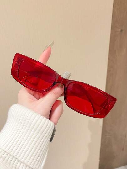 1pc Fashionable Y2k Square Frame Cute Daily Retro Sports Fashion Glasses Shades Beach Accessories Beach Accessories For Women Glasses Shades Basics Fall Winter Women Outfits Clothes Business Casual Gifts Y2KFest MusicFest For Summer Beach Vacation,Outdoor,Travel Preppy Style For Back To School