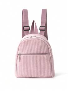 1pc Mini Cute Solid Color Corduroy Children's Backpack, Suitable For Girls, Elementary Students, School, Travel And Vacation, Holiday Gift