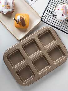 1入非粘式方形蛋糕烤盤,12入金色方型蛋糕模具,平底松餅杯和煎餅烤盤,松餅杯蛋糕製造機,蛋糕烤盤,12孔松餅杯蛋糕盤,布丁方形模,提拉米蘇烤盤,廚房烤箱工具,適用製作各種方形烘烤食品 - 金色 - 查看 10