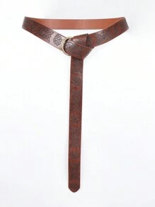 Set de 4 piezas de cinturón de estilo vintage marrón de piel sintética con cordón y brazaletes con cordones - Disfraz de Renacimiento - Marrón - Ver 3