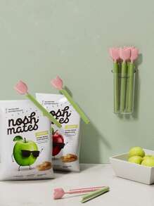 5 件 + 储物盒郁金香形食品袋夹，零食袋密封夹，用于防潮和保鲜密封最佳礼物