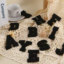 1pc White/Black English Alphabet Embroidered Patch For Garment & Accessory Diy, Computer Embroidery,School