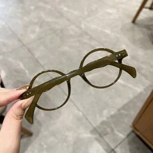 Ladies' Black Thick Frame Round Glasses With Metal Hinges, Full Rim Eyewear For Daily Dressing Up - Multicolor - View 5