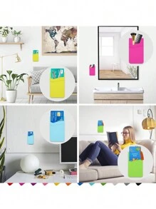 1 billetera para teléfono con adhesivo de silicona para la parte posterior del teléfono, 1/2 bolsillo, fundas para tarjetas adhesivas para teléfono celular, billetera adhesiva de silicona para teléfono, billetera adhesiva para teléfono, funda para teléfono, bolsillo para teléfono, para la mayoría de los teléfonos, funda para tarjeta con ventosa para teléfono, tarjetero, billetera, tarjetero de negocios, tarjetero de crédito, tarjetero para mujer, para mujer, para hombre, billetera para tarjetas, billetera Magsafe - Multicolor - Ver 6