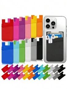 1 billetera para teléfono con adhesivo de silicona para la parte posterior del teléfono, 1/2 bolsillo, fundas para tarjetas adhesivas para teléfono celular, billetera adhesiva de silicona para teléfono, billetera adhesiva para teléfono, funda para teléfono, bolsillo para teléfono, para la mayoría de los teléfonos, funda para tarjeta con ventosa para teléfono, tarjetero, billetera, tarjetero de negocios, tarjetero de crédito, tarjetero para mujer, para mujer, para hombre, billetera para tarjetas, billetera Magsafe - Multicolor - Ver 2