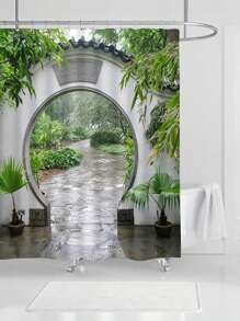 1 tấm rèm ngăn phòng tắm bằng polyester chống thấm nước, chống nấm mốc, lấy cảm hứng từ khu vườn, trang trí phòng tắm tại nhà, trang trí mùa thu, phụ kiện phòng tắm, trở lại trường học - Nhiều màu - Xem 2