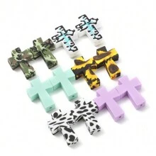 5pcs Silicone Cross Bead Pendants DIY Jewelry Making, Keychain Craft Focal Beads - Silicone Beads - View 1