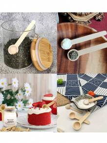 50/20/10/6pcs Wooden Mini Seasoning Spoons, Small Salt Spoon, Natural Color Round Wooden Spoons For Coffee Powder, Honey, Jam, Kitchen Accessories, Wooden Condiment Spoons, Salt Spoons, Tea Powder, Handmade Short Handle Children Milk Powder Spoon