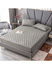 1pc Solid Color Diamond Pattern Bedspread, Skin-Friendly Waterproof Bedspread For Home And Dorm Room(Sheet Only, Pillowcase Not Included), Winter, Room Decor - Xám - Xem 2