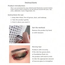 1片黑色鑽石臉部寶石貼紙,哥特式風格面部貼紙,diy化妝必備 - 黑色 - 查看 5