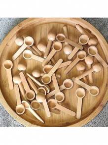 50/20/10/6pcs Wooden Mini Seasoning Spoons, Small Salt Spoon, Natural Color Round Wooden Spoons For Coffee Powder, Honey, Jam, Kitchen Accessories, Wooden Condiment Spoons, Salt Spoons, Tea Powder, Handmade Short Handle Children Milk Powder Spoon